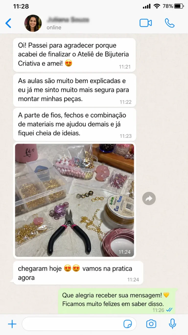 Depoimento sobre o aprendizado de bijuterias artesanais